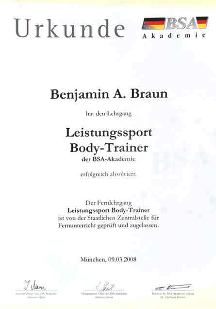 Leistungssport Body-Trainer für das indivduelle Personal Training